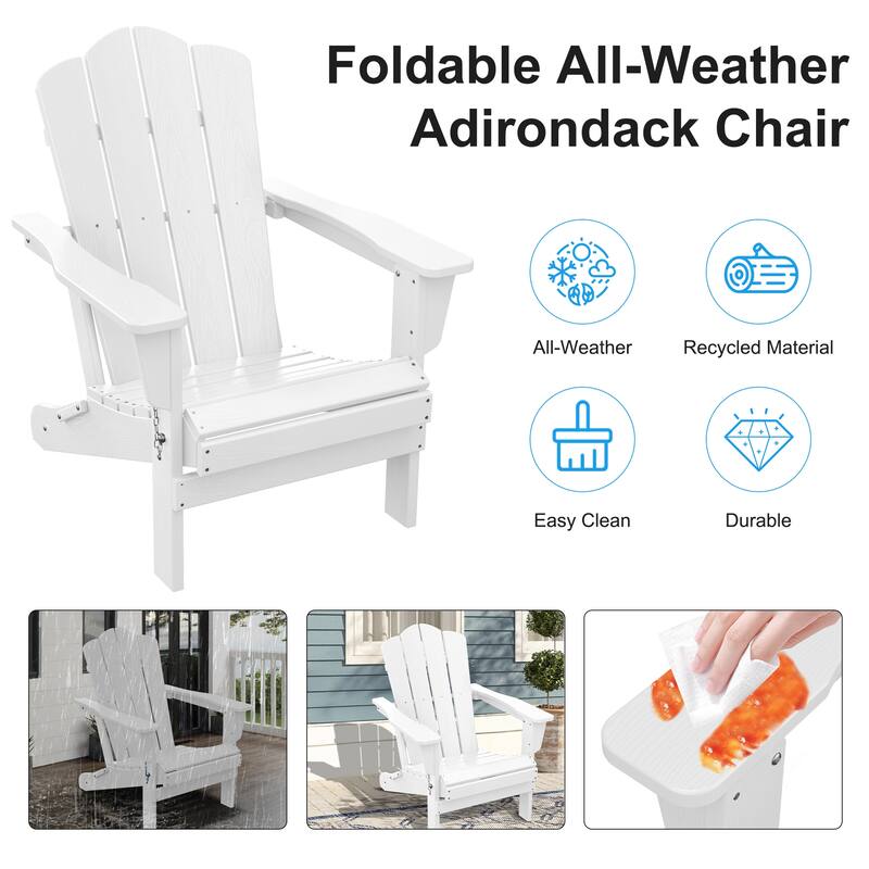 Plastic Folding Outdoor Patio Adirondack Chair With Slat Seat
