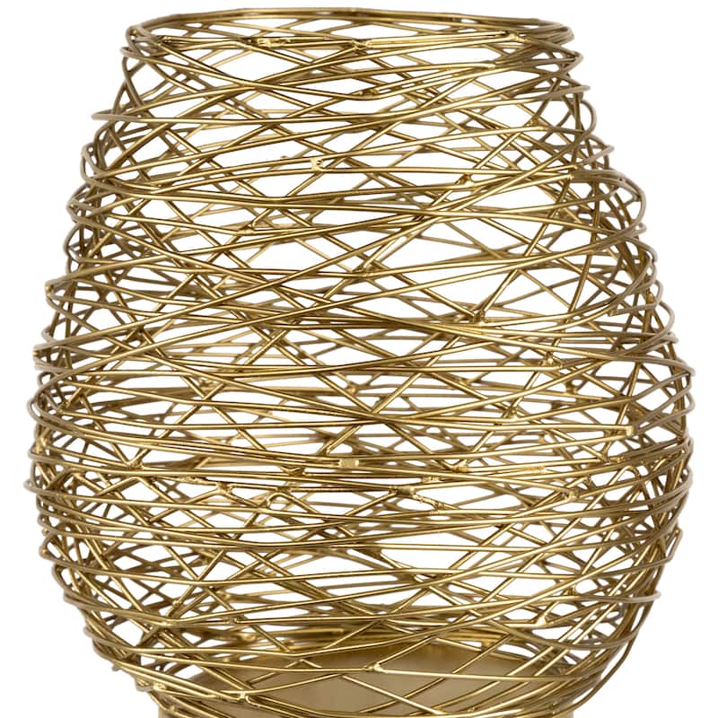 Medium Woven Iron Votive Candle Holder - 8.5" - Brass Finish