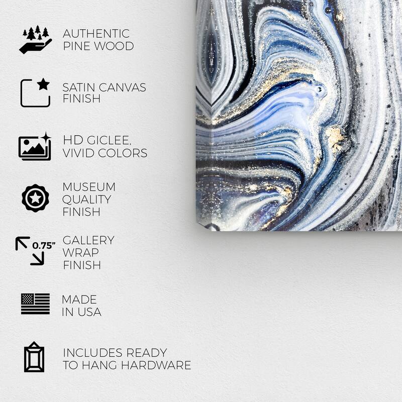 Wynwood Studio Canvas Abstract Centurion Blue Black and Modern & Contemporary Wall Art Canvas Print