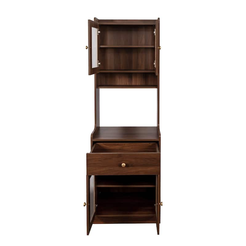 Kitchen Pantry Hutch Storage Cabinet, Kitchen Hutch Buffet Cabinet with Microwave Stand, Freestanding Buffet Sideboard