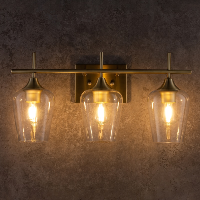 CO-Z Wall Sconce Vanity Light with Glass Shade, Antique Brass