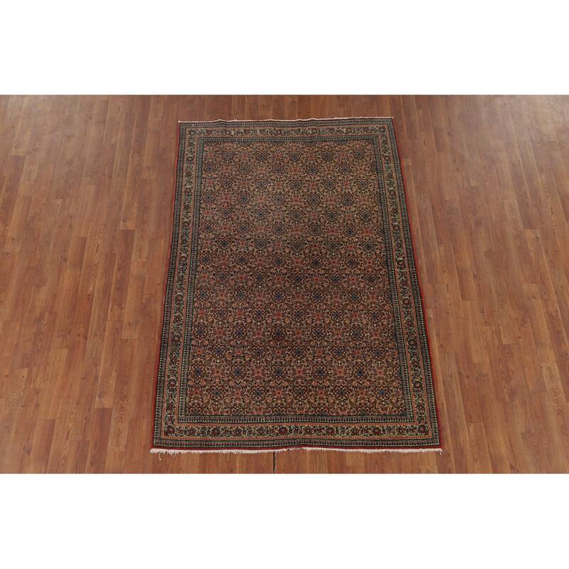 Floral Qum Foyer Rug Handmade Wool Carpet - 4'5" x 6'4"