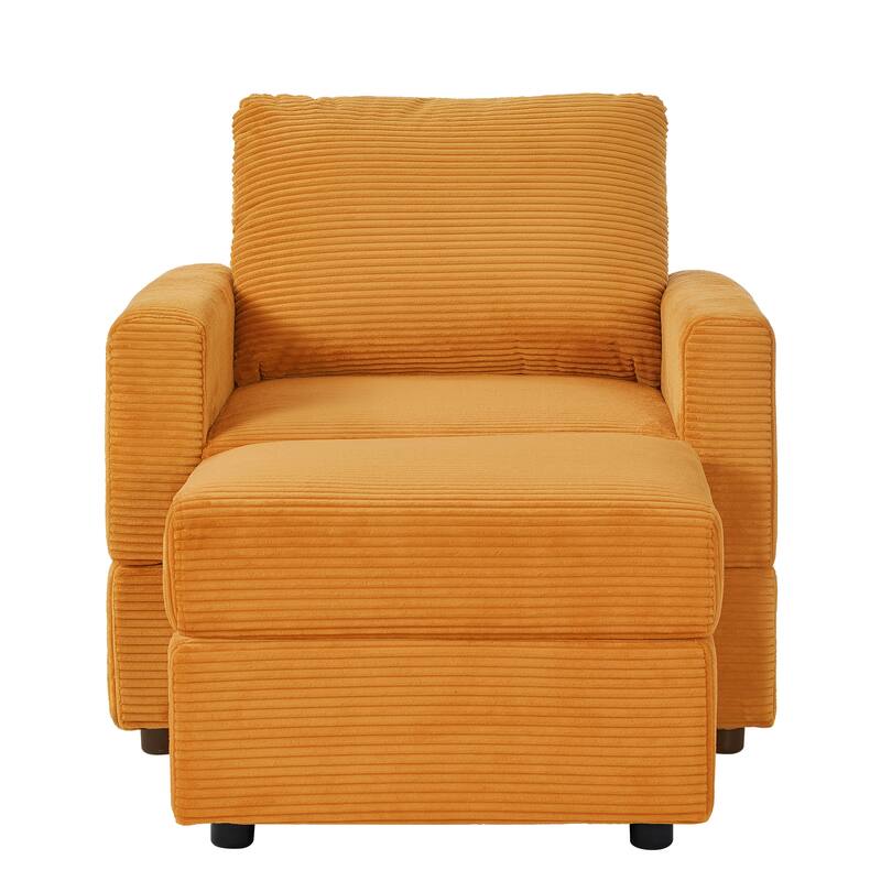 GDFStudio Classic Corduroy Club Chair with Ottoman