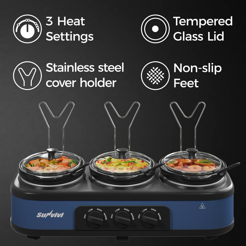 Triple Slow Cooker, 3 x 1.5 QT