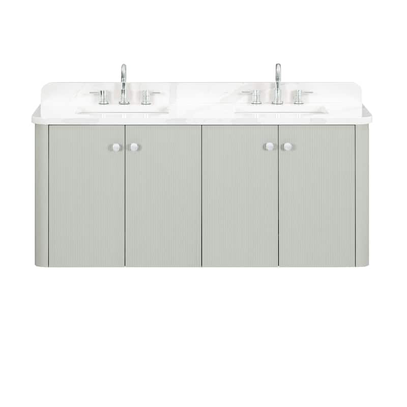 Haley Bathroom Vanity in Soft Sage with Alluring Quartz Top