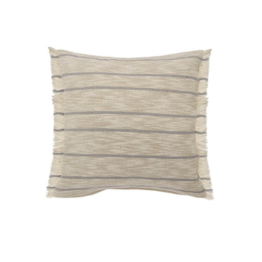 HomeRoots 20" Taupe and Dusty Blue Jute Throw Pillow