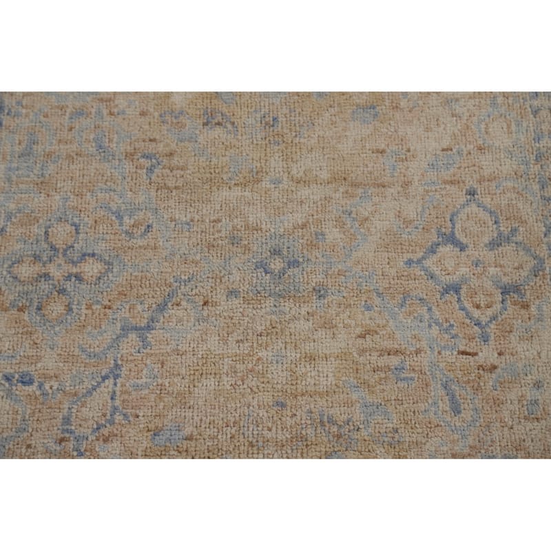 Hand Knotted Oriental 100% Wool Carpet Transitional Geometric Brown Oushak Area Rug - 3' 10'' X 2' 11''