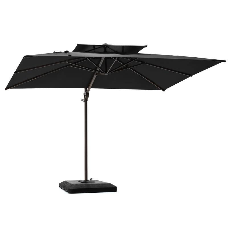 Pellebant 9X11FT Outdoor Dual Top Patio Umbrella Cantilever Offset with Base