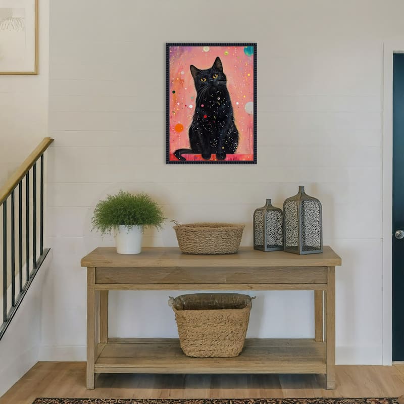 Candy Cat the Star Illustration by Justyna Jaszke Framed Canvas Wall Art