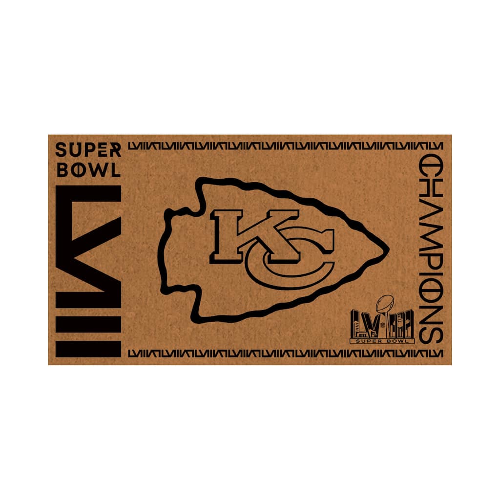 Coir Door Mat, 16"x 28", Kansas City Chiefs Super Bowl 58 Champions - 28" x 16"