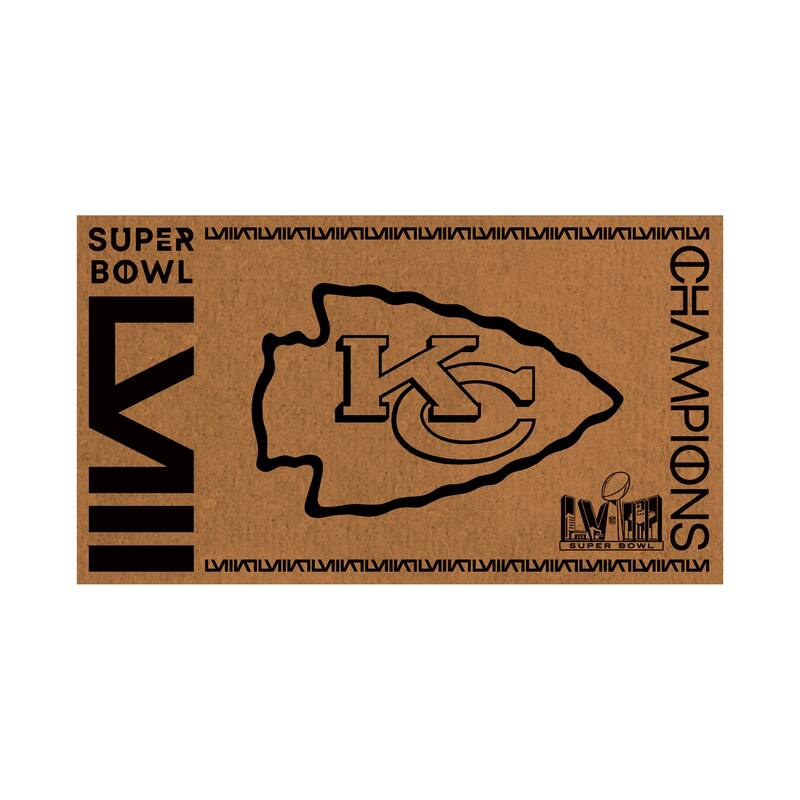 Coir Door Mat, 16"x 28", Kansas City Chiefs Super Bowl 58 Champions - 28" x 16"
