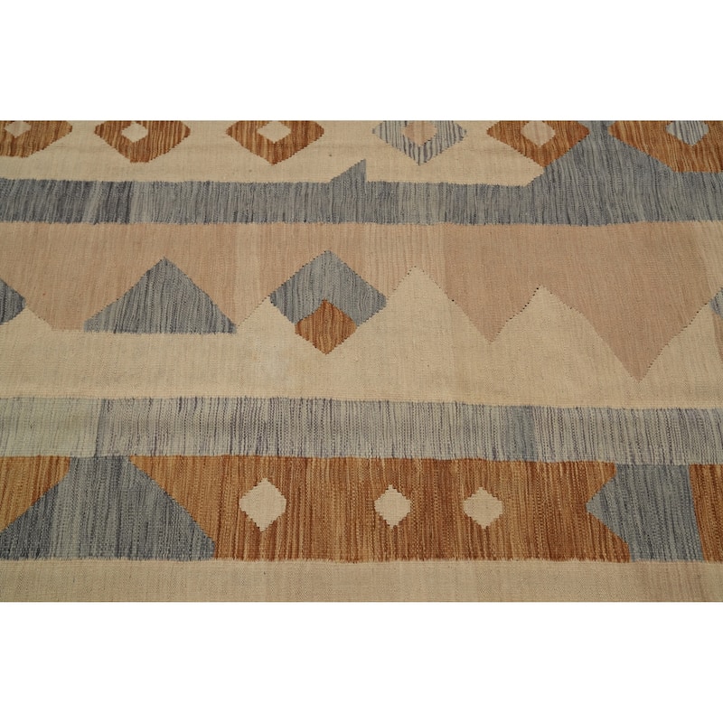 Hand Woven Oriental 100% Wool Carpet Southwestern Tribal Multi-Colored Kilim Area Rug - 9' 10'' X 7' 9''