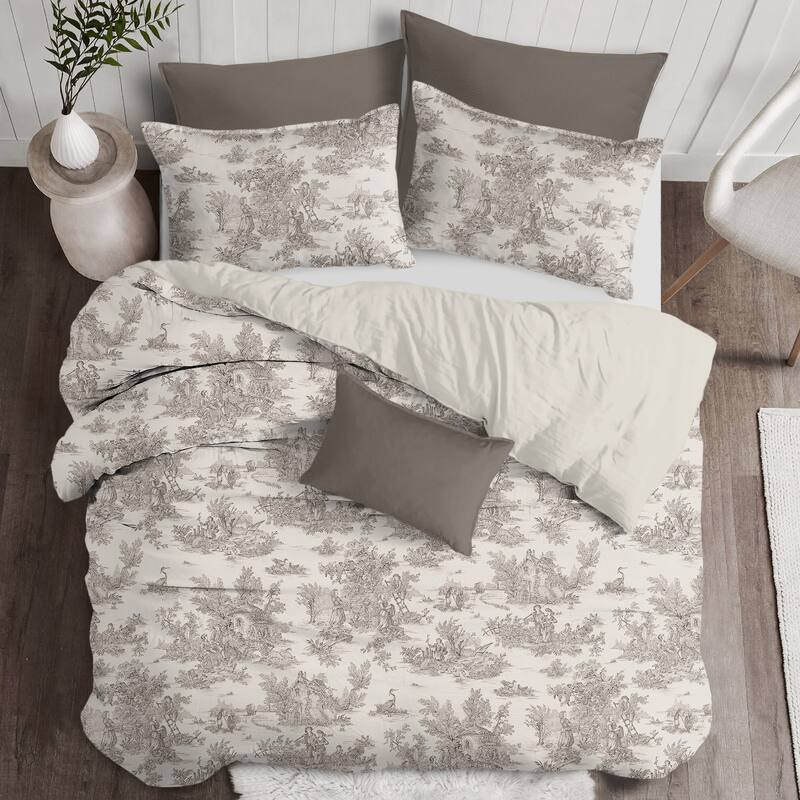 Bouclair Beige Duvet Cover and Pillow Sham(s) Set On Sale Bed Bath