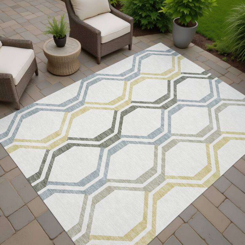 Machine Washable Indoor/ Outdoor Contemporary Dimensions Chantille Rug - Ivory - 3' x 5'