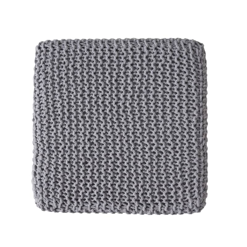 Light Grey Modern 16.5" Cotton Foot Stool with Soft Appearance and Easy-To-Clean Outer Knitting for Living Room