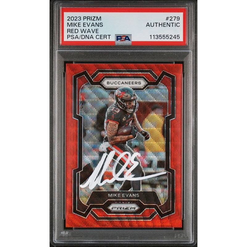 Mike Evans 2023 Panini Prizm Red Wave Signed Card #279 Auto Graded PSA 43/149 - 8' x 11'