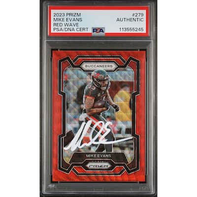 Mike Evans 2023 Panini Prizm Red Wave Signed Card #279 Auto Graded PSA 43/149 - 8' x 11'