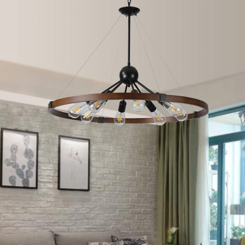 Mudroom Pendant Ceiling Lighting Fixture, 8-Light Hanging Chandelier Light Fixture with Adjustable Height Chain
