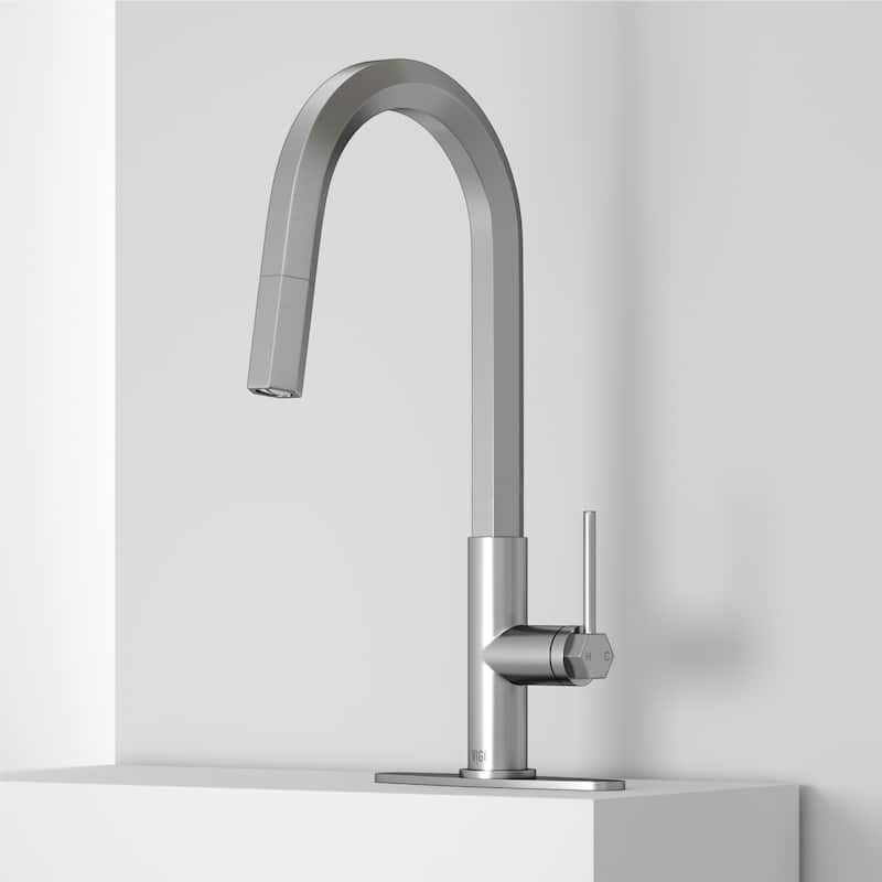 VIGO Hart Hexad 18" H Single Handle Pull-Down Kitchen Faucet