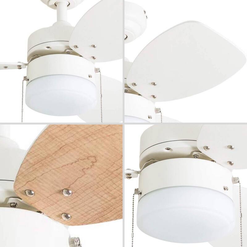 30" Honeywell Ocean Breeze White Modern Indoor LED Ceiling Fan with Light, Pull Chain