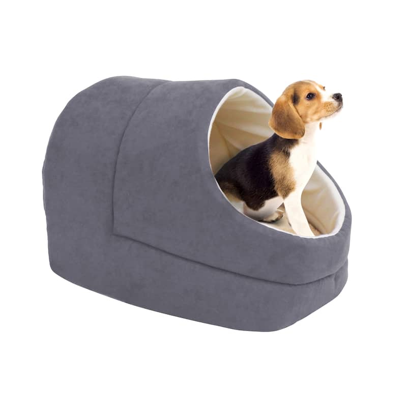 GOOPAWS Cave Covered Cat & Small Dog Bed - Gray