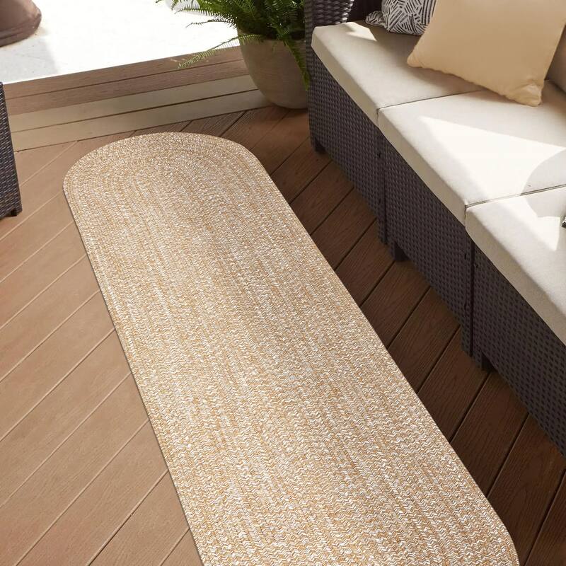 Superior Modern Rustic Bohemian Reversible Multi-Tone Braided Indoor Outdoor Area Rug