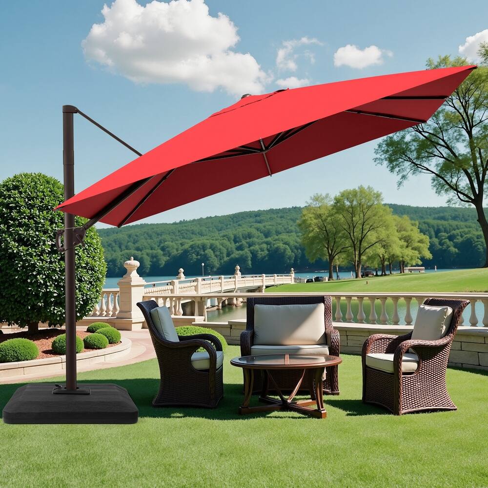 Pellebant 9 FT x 11 FT Outdoor Cantilever-Offset Umbrella with Premium Base Stand