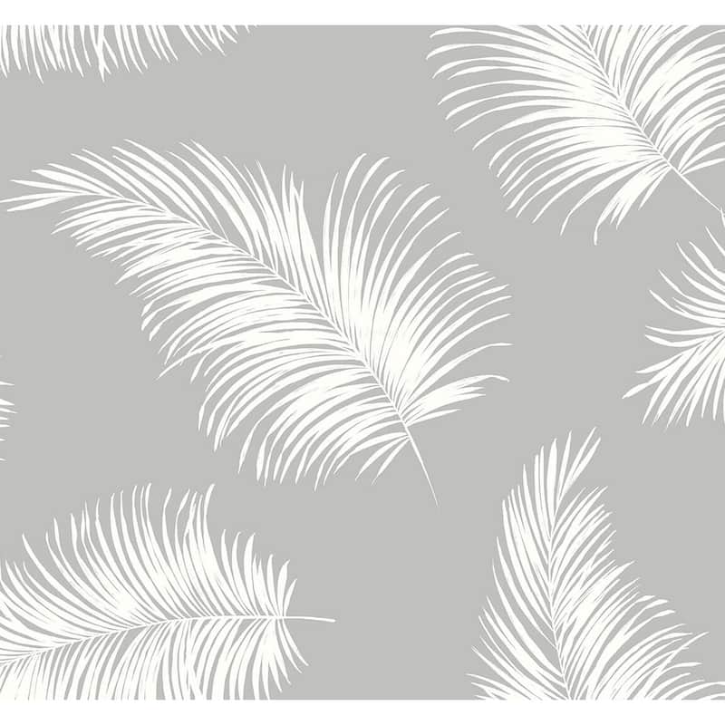 Luxe Haven Tossed Palm Peel and Stick Wallpaper - 27 in. W x 18 ft. L - Harbor Mist