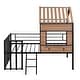 preview thumbnail 17 of 37, Metal House Bunk Bed with Roof and Guardrails, Twin Size