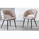 preview thumbnail 1 of 8, Modern chair(set of 2 ) with golden color iron tube legs, soft cushions and comfortable backrest, hairball back Beige+Black