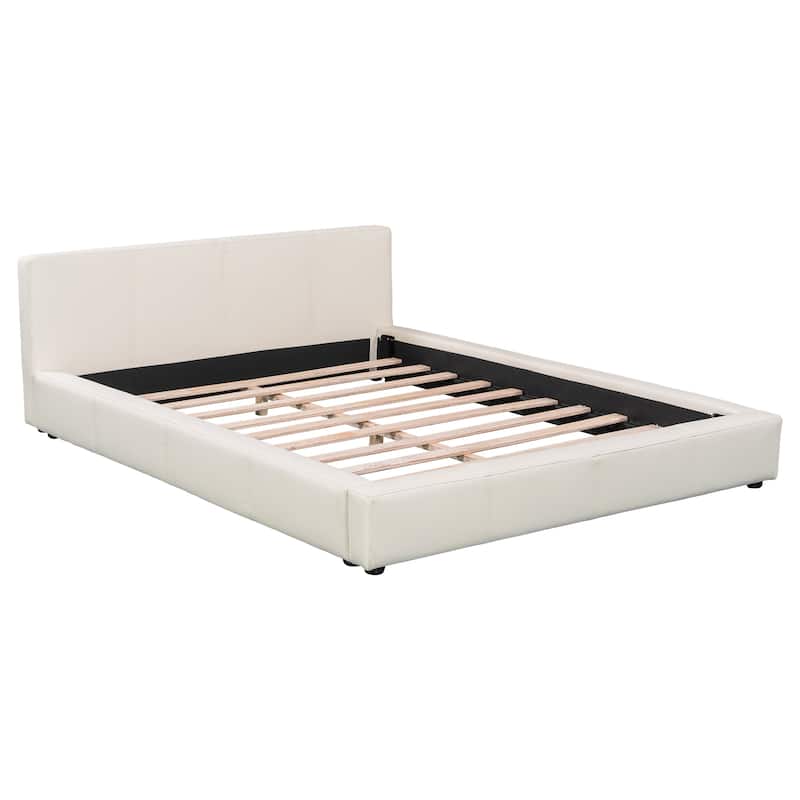 Christopher Knight Home - Faux Leather Upholstered Modern Platform Bed with Sturdy Wood Frame, No Box Spring Needed