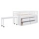 preview thumbnail 130 of 144, Twin/Full Size Low Loft Bed with Retractable Writing Desk and 4 Drawers, Wooden Loft Bedframe w/ Lateral Portable Desk & Shelves