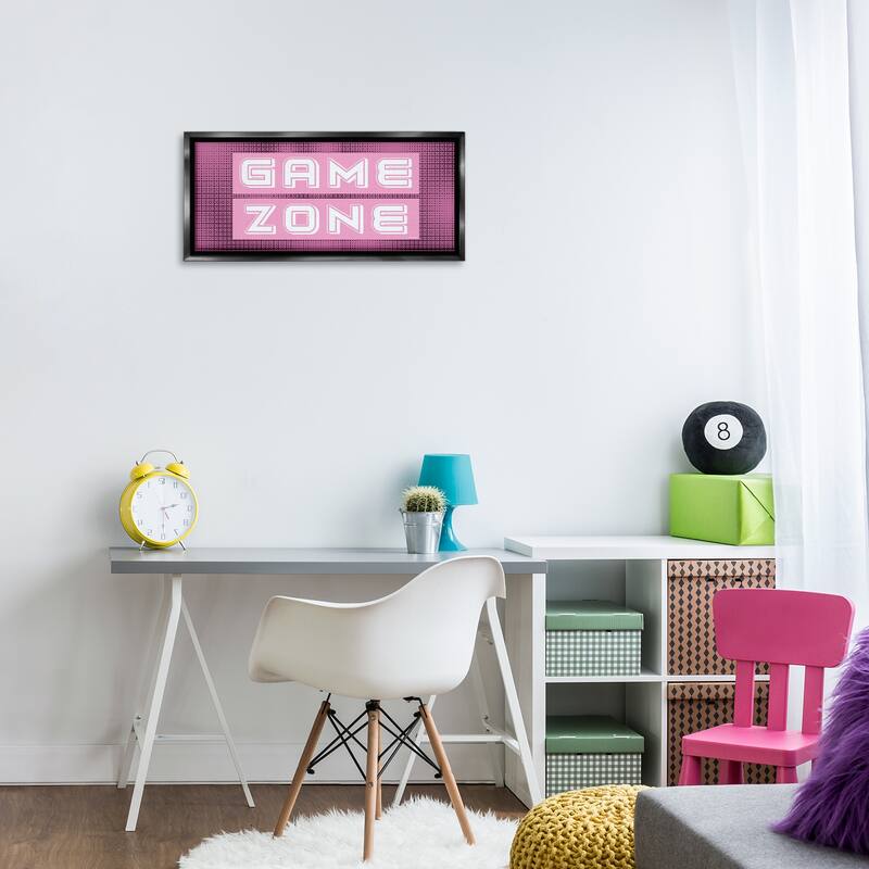 Stupell Retro Purple Game Zone Framed Floater Canvas Wall Art Design By Yass Naffas Designs