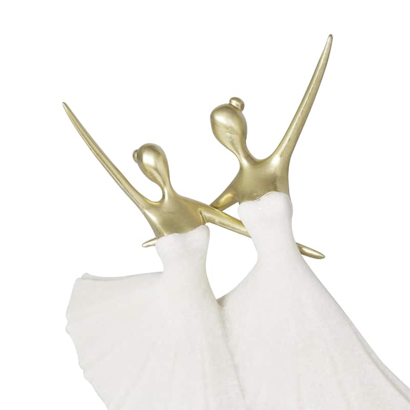 Polystone Dancer Ballet Decorative Sculpture with Gold Accents - Cream - Roche River Decor