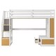 preview thumbnail 20 of 24, Full Size Solid Pine Wood Frame Loft Bed with Built-in Desk, Storage Staircase, Shelves, and Dual Drawers