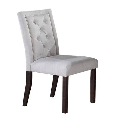 Dark Brown/White Fabric Upholstered Wood Frame Dining Chair, Set of 2, Sturdy Dining Chair for Dining Rooms - 19