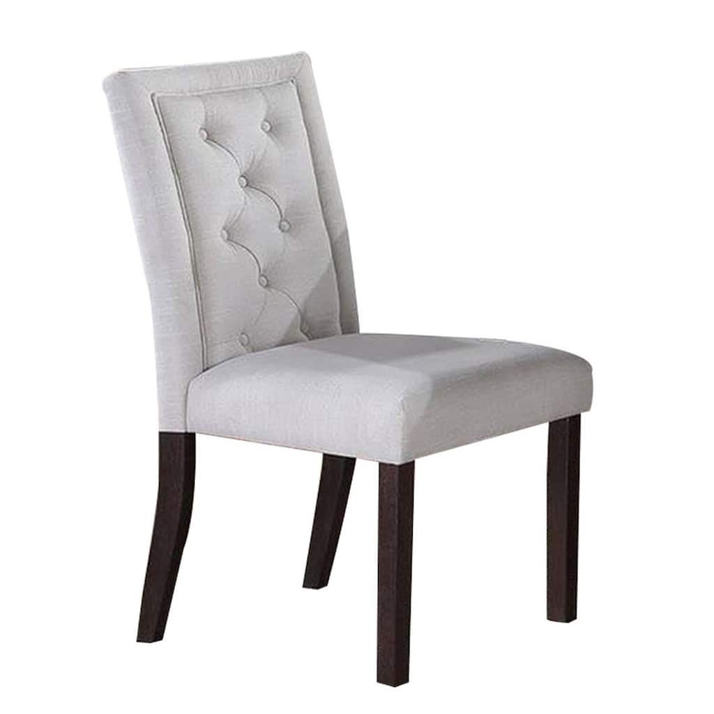 Dark Brown/White Fabric Upholstered Wood Frame Dining Chair, Set of 2, Sturdy Dining Chair for Dining Rooms - 19