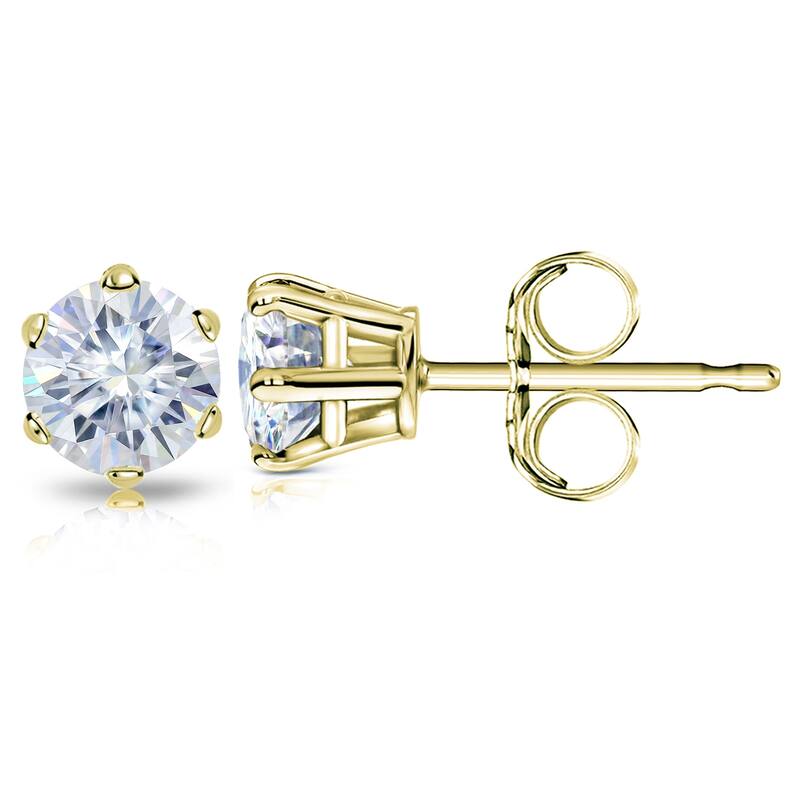 Auriya 14k Gold 3 1/2ctw Round Moissanite Stud Earrings - 7.8 mm