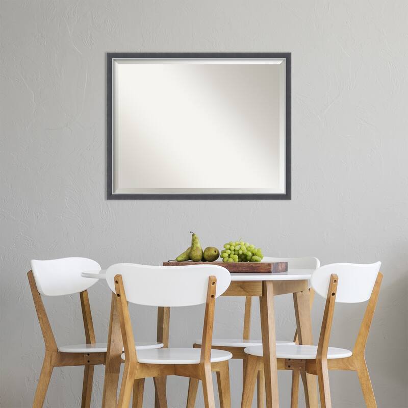 Beveled Wall Mirror - Eva Black Silver Thin Frame - Eva Black Silver Thin