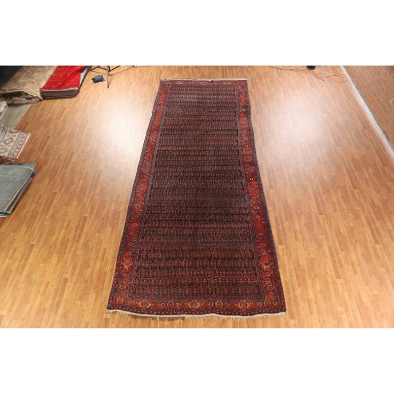 Hand Knotted Oriental 100% Wool Carpet Traditional All-Over Navy Blue & Blues Bidjar Area Rug - 17' 8'' X 6' 9''