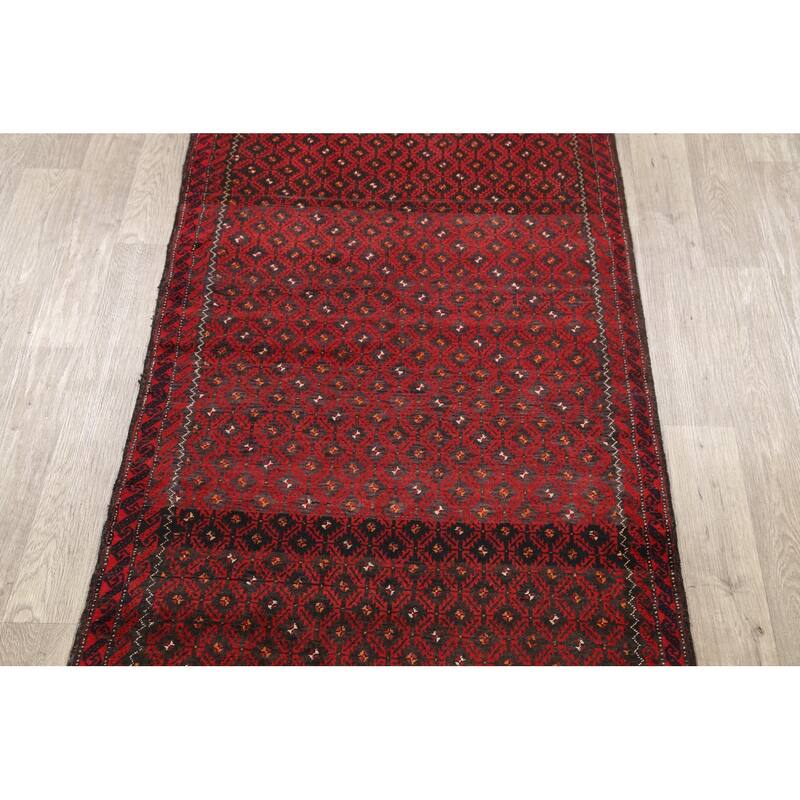 Traditional Persian Balouch Area Rug Hand-knotted Wool Carpet - 3'8" x 7'2"