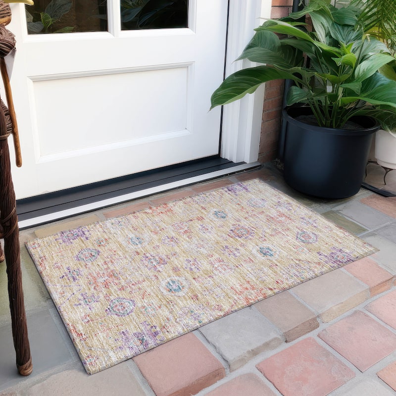 Machine Washable Indoor/ Outdoor Vintage Traditional Chantille Rug