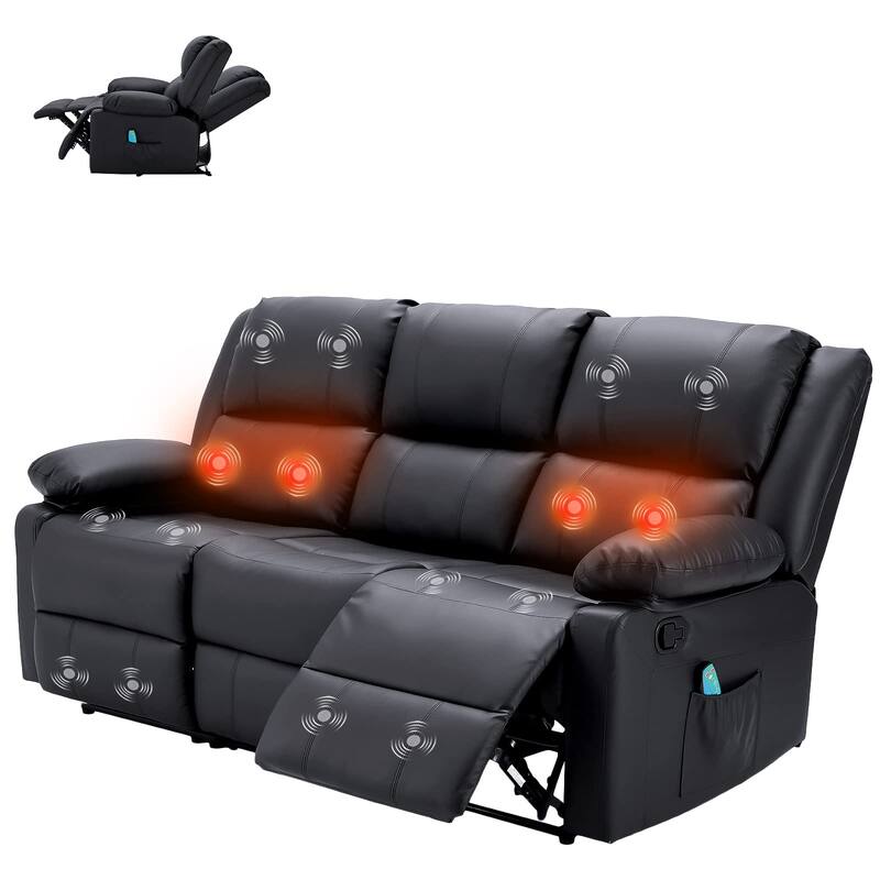 AECOJOY 3-Seater Reclining Sofa with Heat and Massage Function