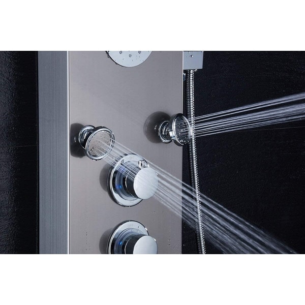 55 In Led Shower Panel System And Tub Spout In Brushed Nickel Overstock 31513731