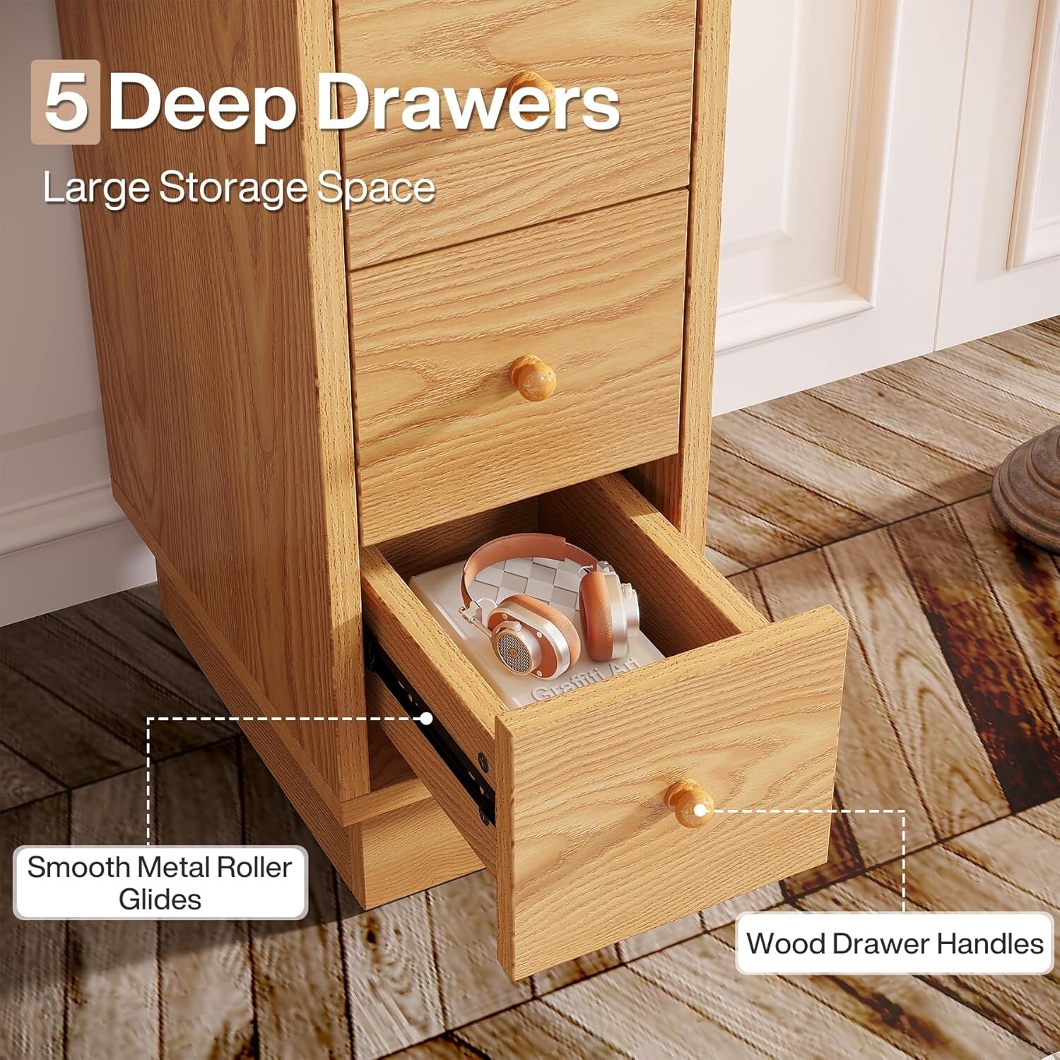 5 Drawers Narrow Dresser, Tall Storage Drawers Organizer Lingerie Chest -  On Sale - Bed Bath & Beyond - 42995170