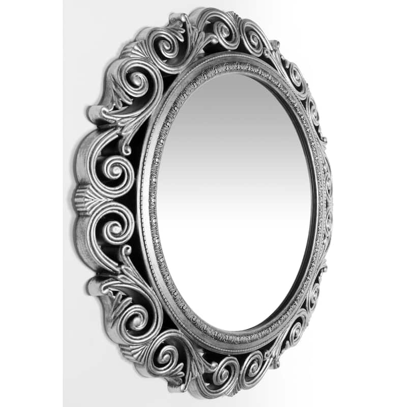Antique Silver 23 inch Antique Silver Traditional Decorative Wall Mirror - 22.5 x 2.25 x 22.5