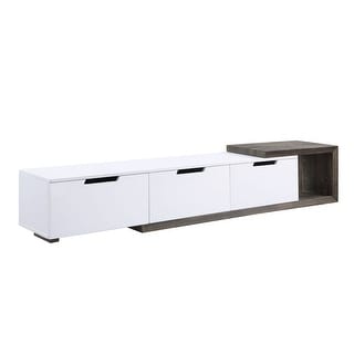 White TV Stand Media Console w/ 3-Drawer Entertainment Center - 16 ...