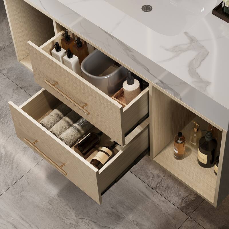 39.4" Ceramic Sink Bathroom Vanity, Floating Bathroom Vanity