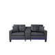preview thumbnail 5 of 8, Genesis Black PVC Fabric Sofa Loveseat Living Room Set with LED Lights, USB Charger, Storage Console, Cupholder, Tufted Cushions