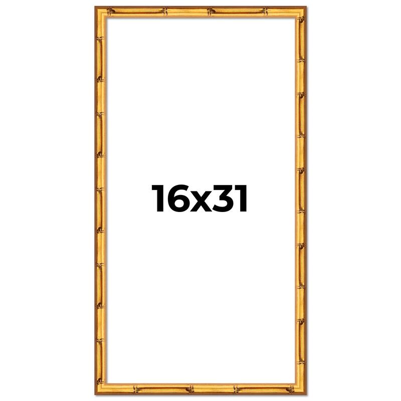 16x31 Frame Gold Bamboo Picture Frame Modern Photo Frame Includes UV Acrylic Shatter Guard Front Acid Free Foam Backing Board